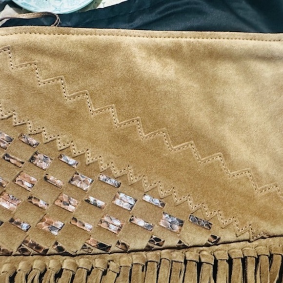 GORGEOUS RARE BRAND NEW Jimmy Choo Suede Clutch w/ Leather and Studded Accents! - Picture 9 of 15